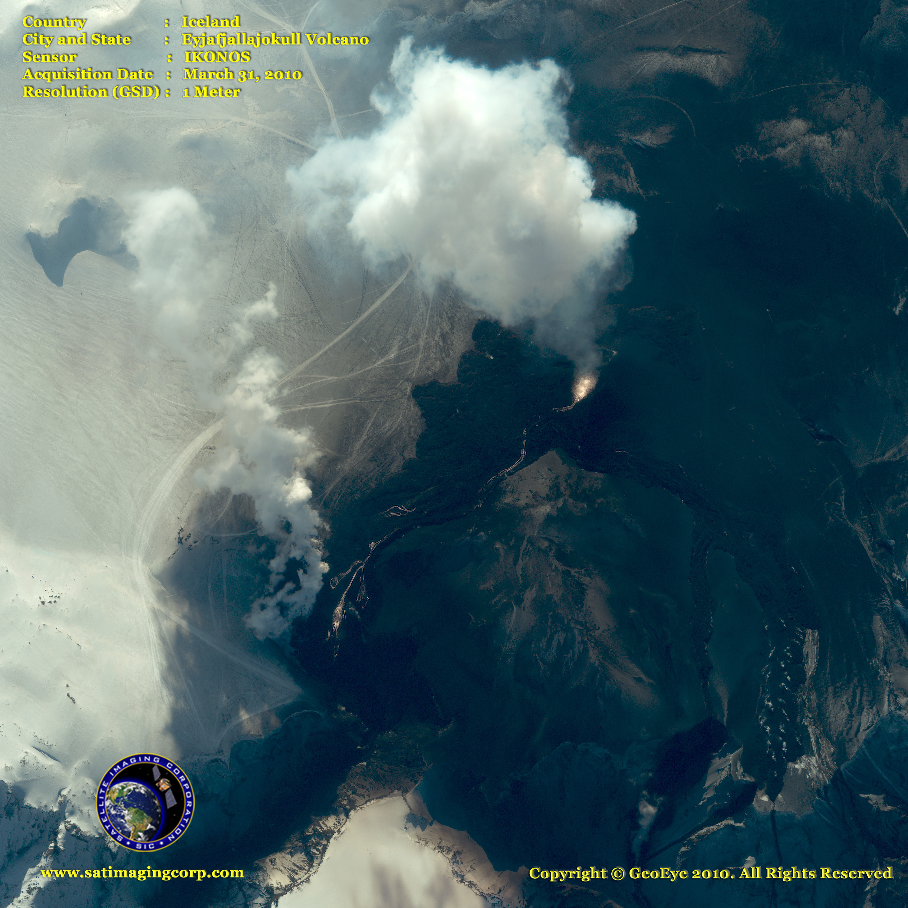 Satellite Image Captures Eyjafjallajokull Volcano Erupting in Iceland