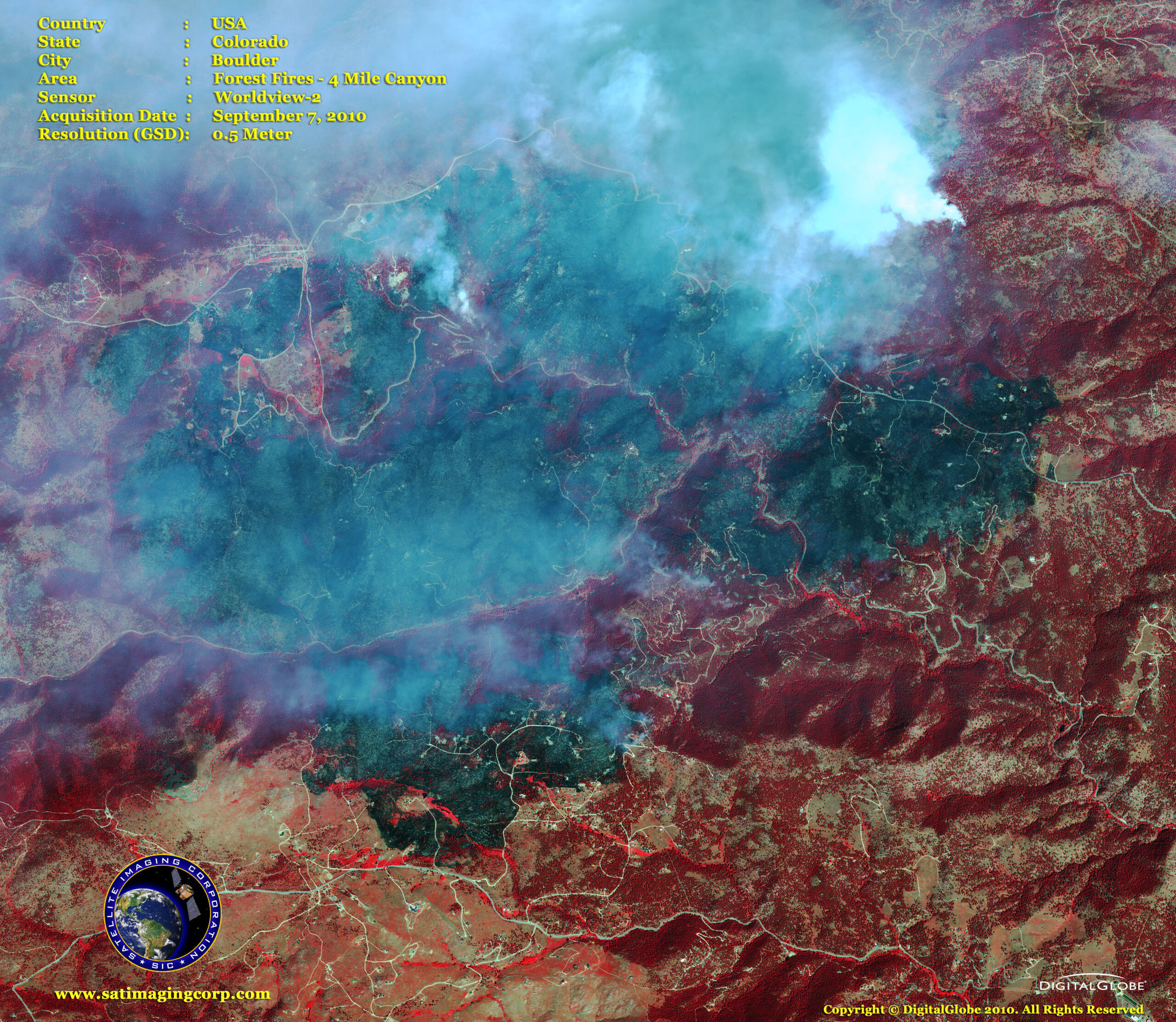 Satellite Image Wildfires Boulder Colorado