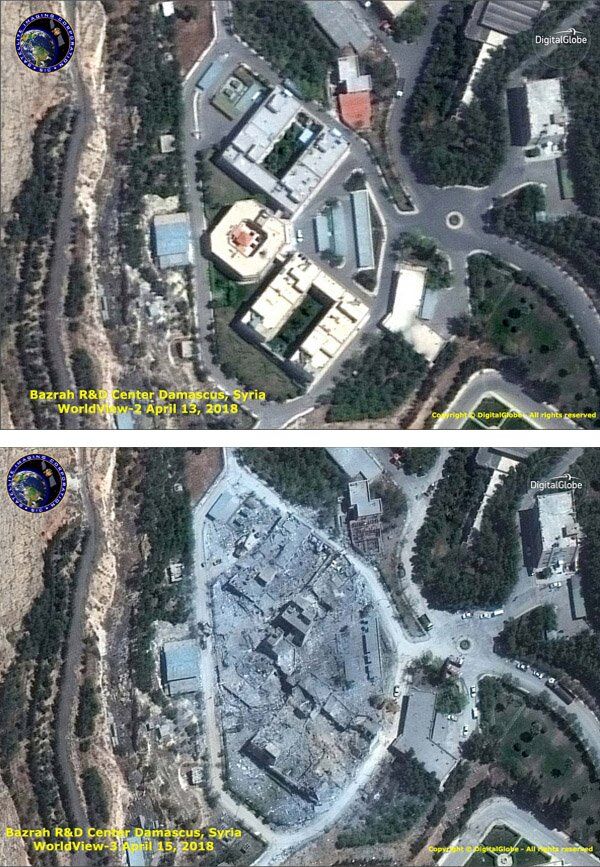 Satellite map Syria missile attack
