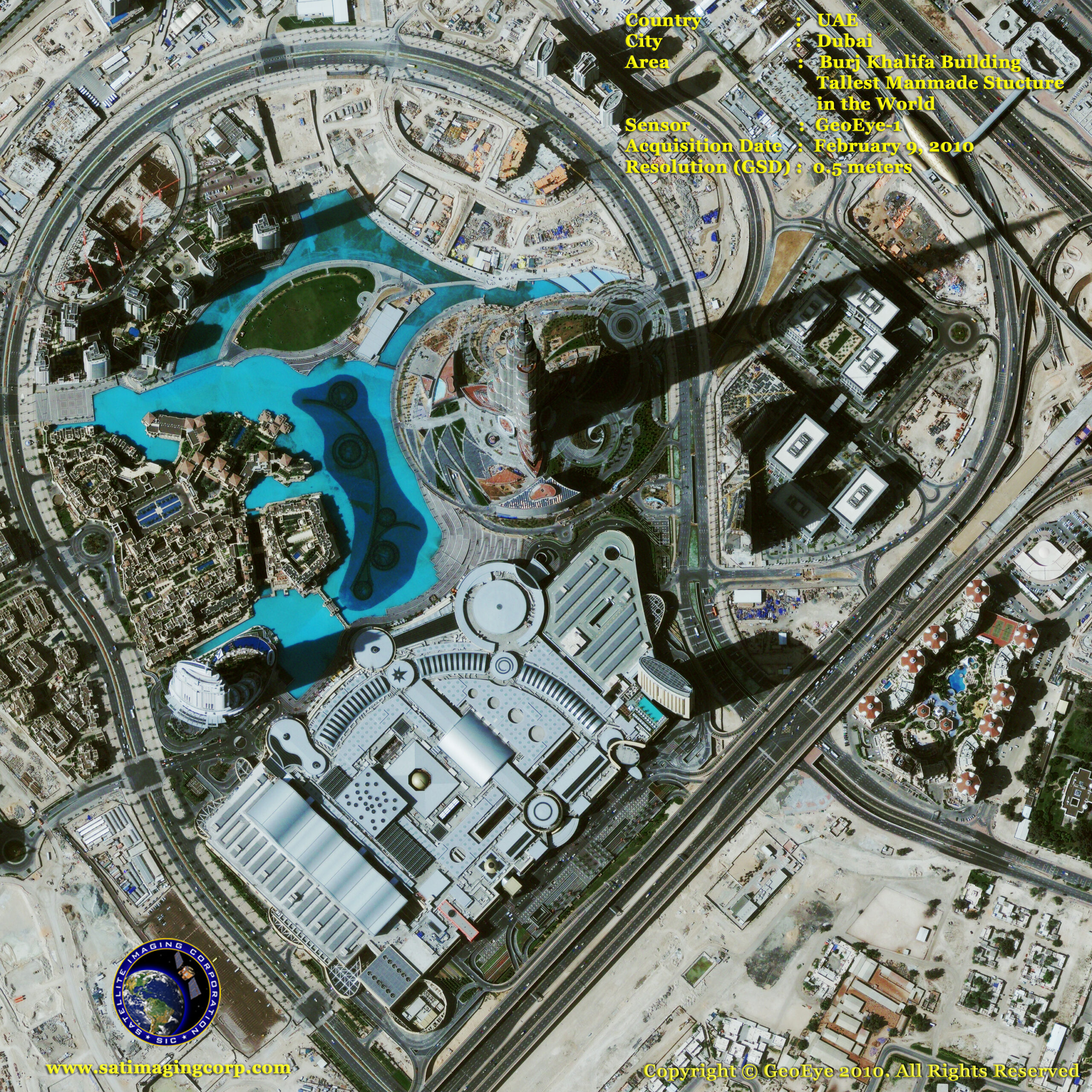 satellite image burj khalifa Dubai